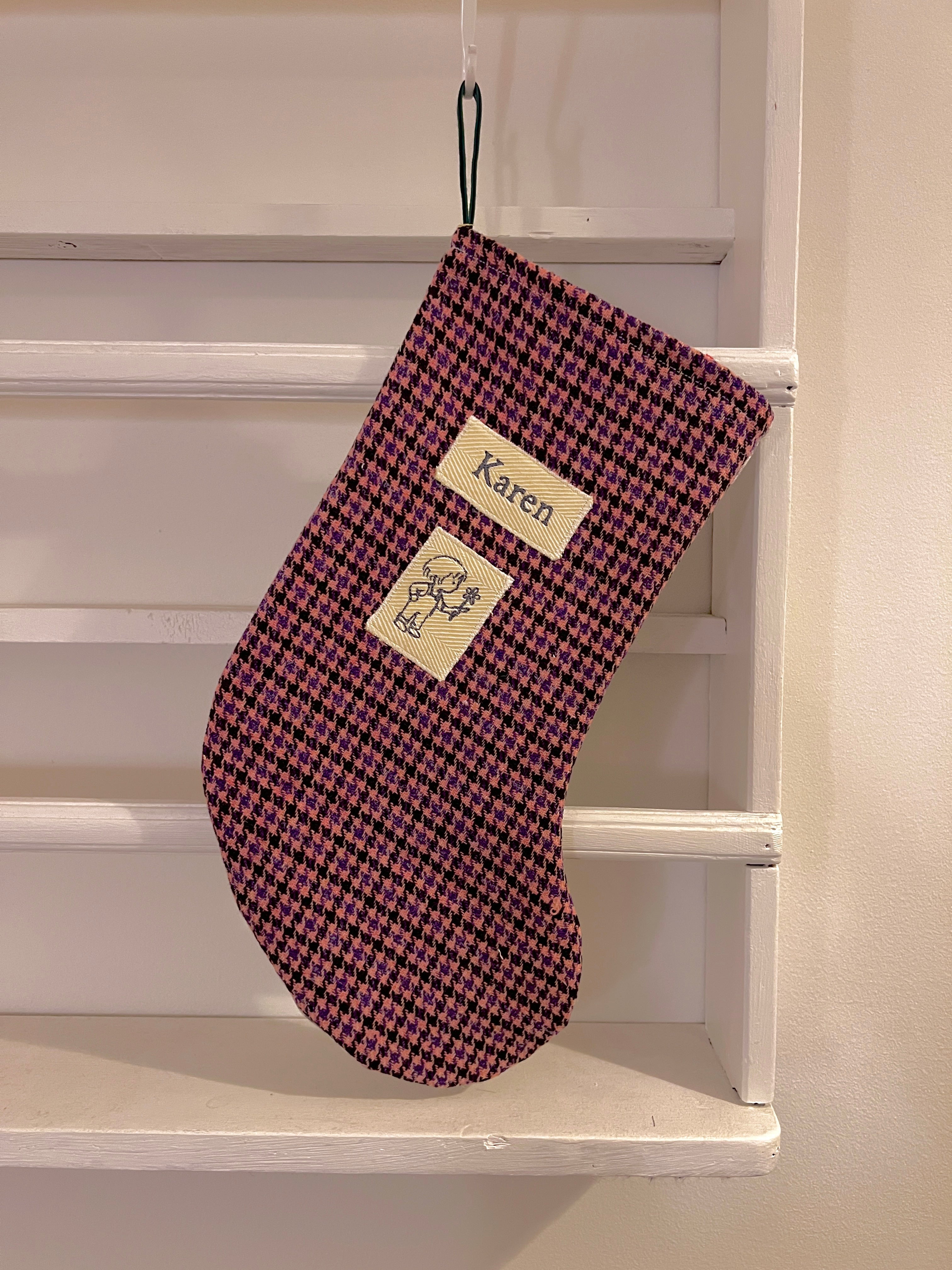 Made to order julesok i vintage tekstil - tilføj navn og motiv