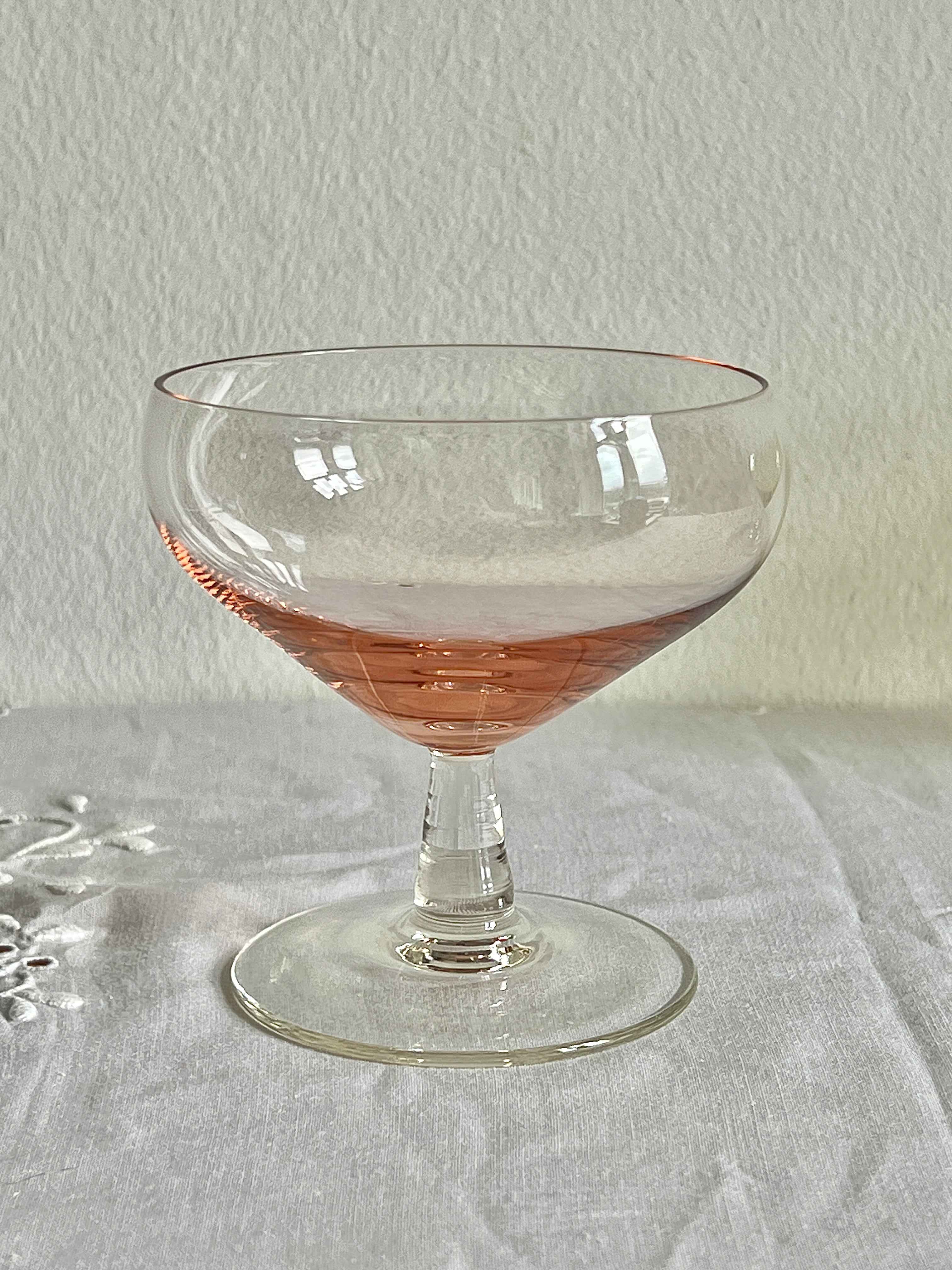 Fransk champagneskål lyserød H9,5 × Ø9 cm