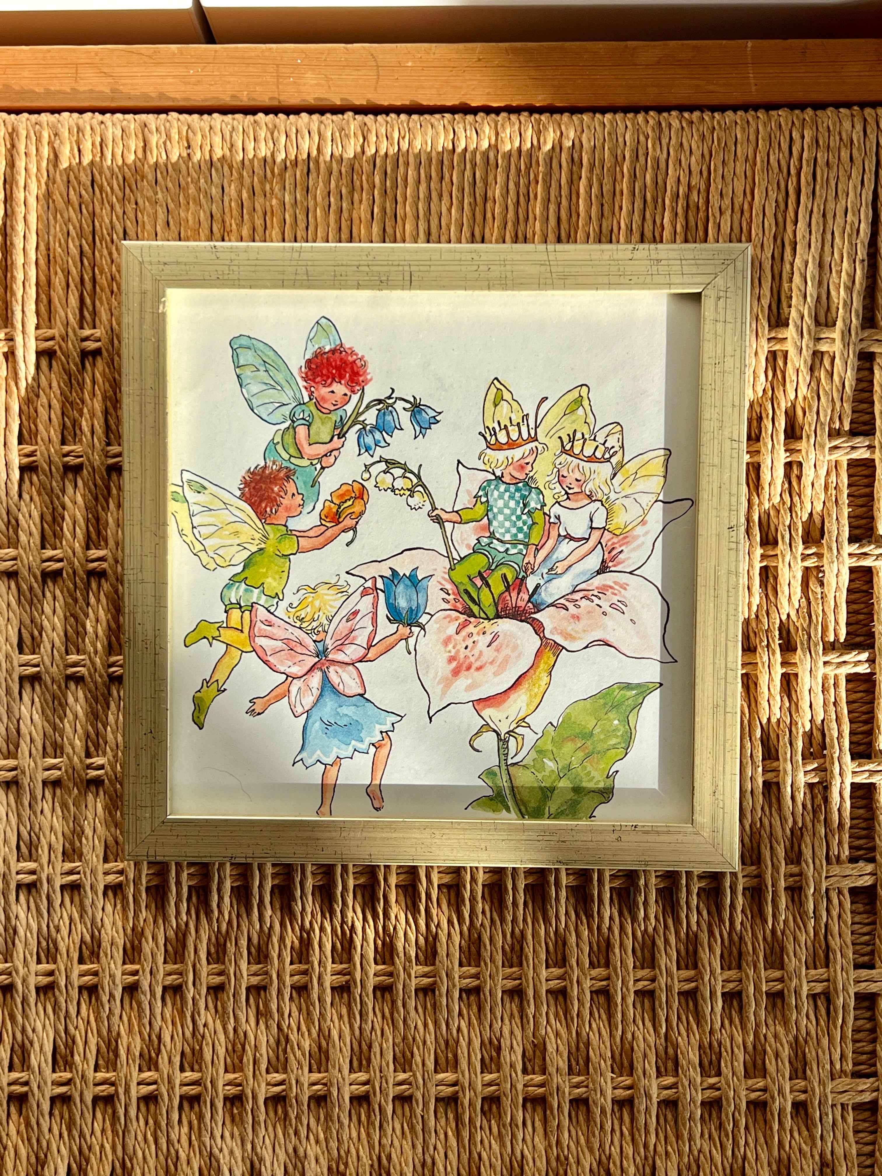 Tommelise illustration 1983 – vintage ramme 20x20 cm