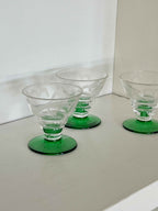 Vintage grønfodede snapseglas (sæt af 3)