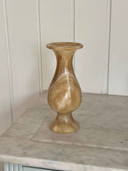Vintage marmorvase/lystestage · H20 x Ø12 cm · Orange/brun marmormønster