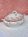 Vintage terrin med rødt motiv, John Maddock & Sons