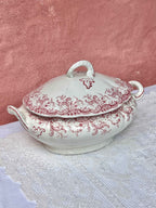 Vintage terrin med rødt motiv, John Maddock & Sons