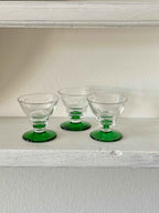 Vintage grønfodede snapseglas (sæt af 3)