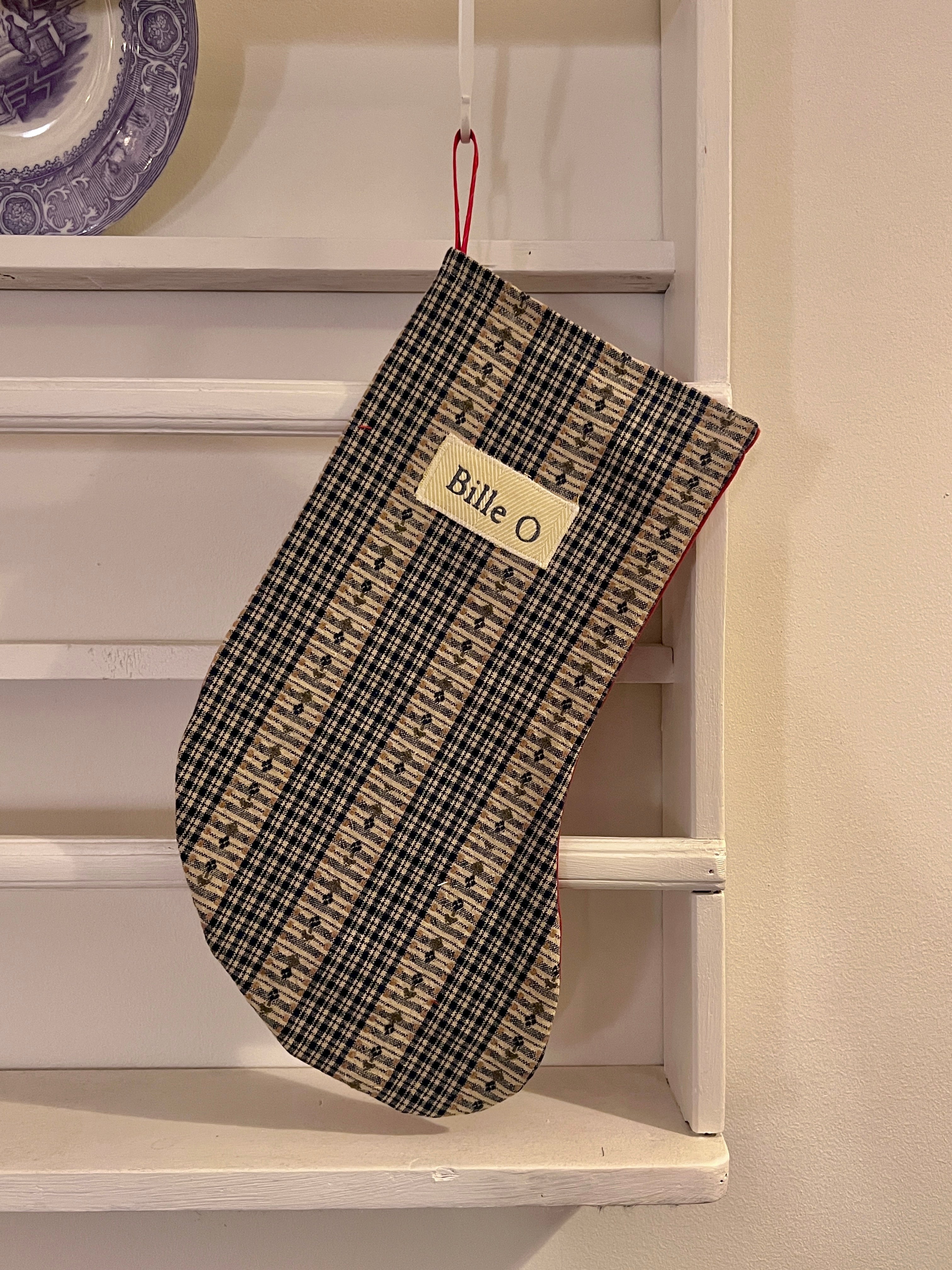 Made to order julesok i vintage tekstil - tilføj navn og motiv