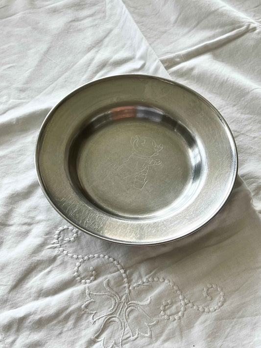 Børnetallerken i rustfri stål, Gris