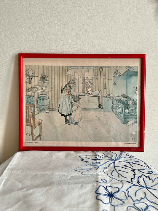 Carl Larsson – Køkken (tryk i rød ramme)