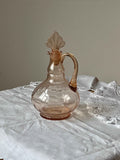 Vintage mundblæst karaffel i rosa glas med prop · H22 x B12 cm