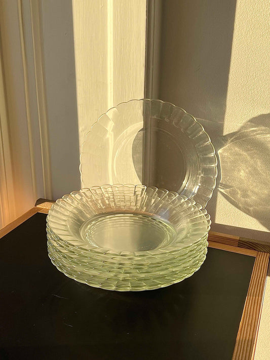 Franske Duralex pastatallerkener i presset glas