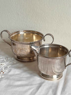 Sukkerskål og mælkekande i sølvplet H7 cm