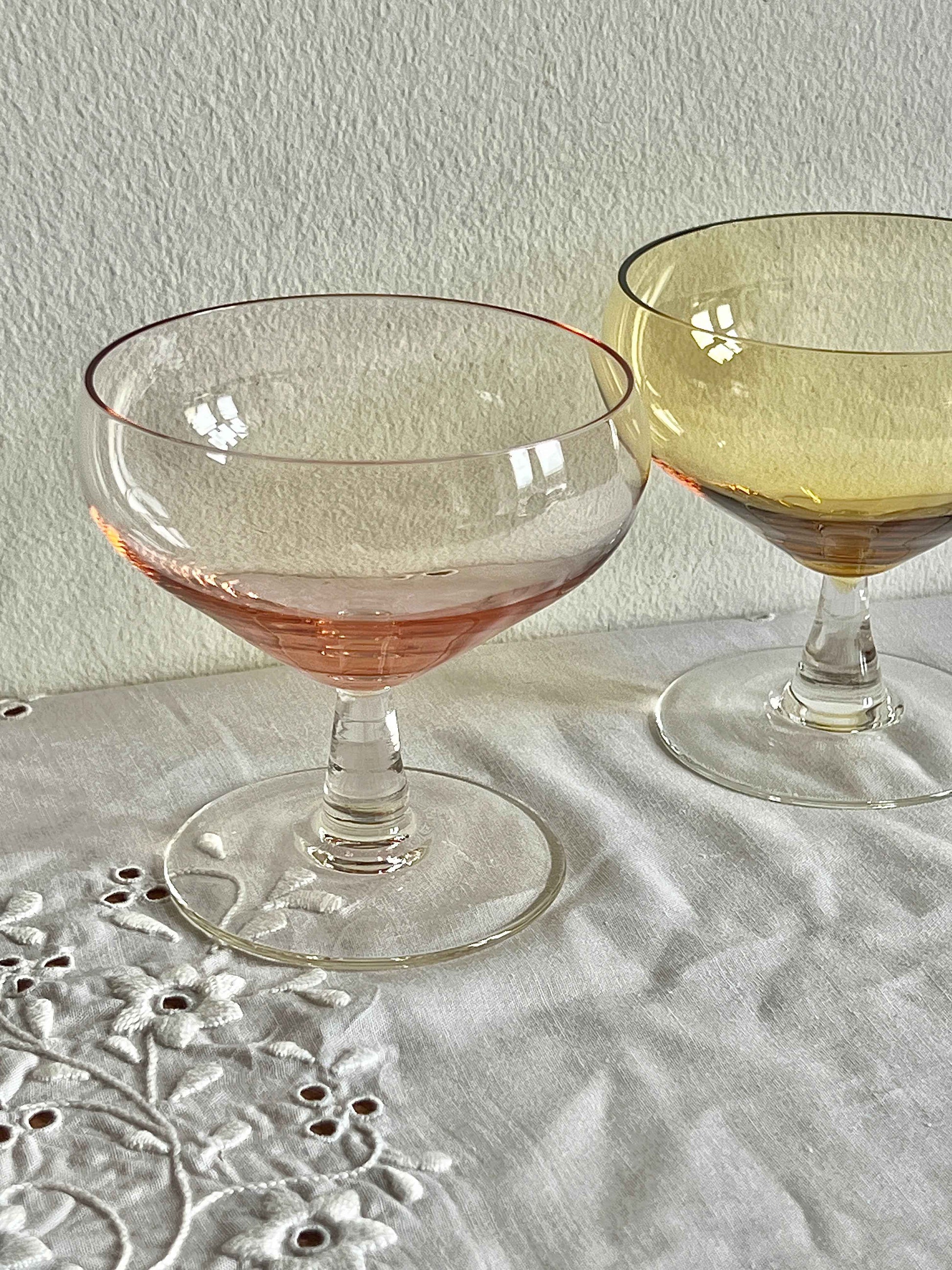 Fransk champagneskål lyserød H9,5 × Ø9 cm