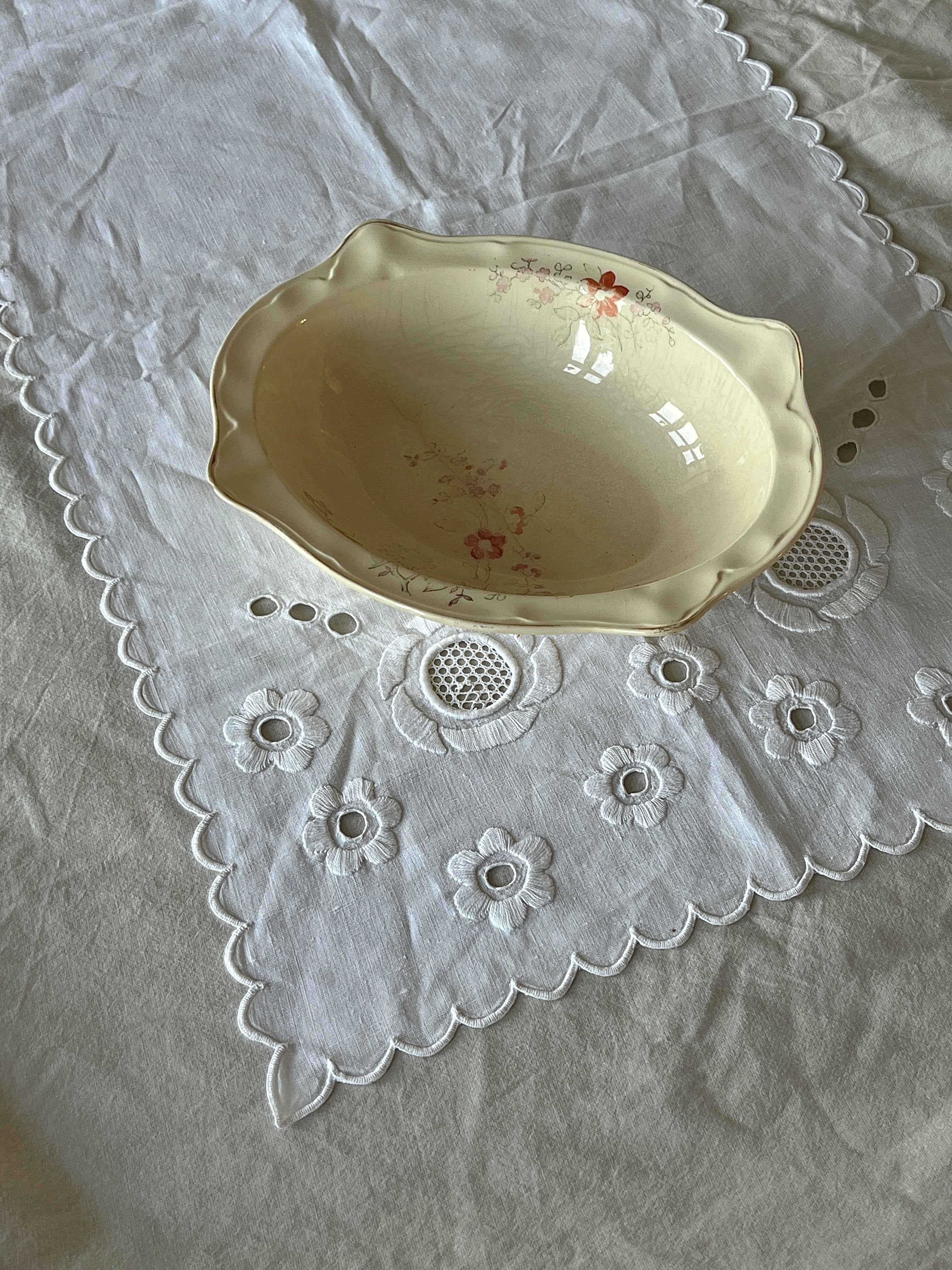 Vintage Johnson & Bros Victorian serveringsskål med håndmalede blomster