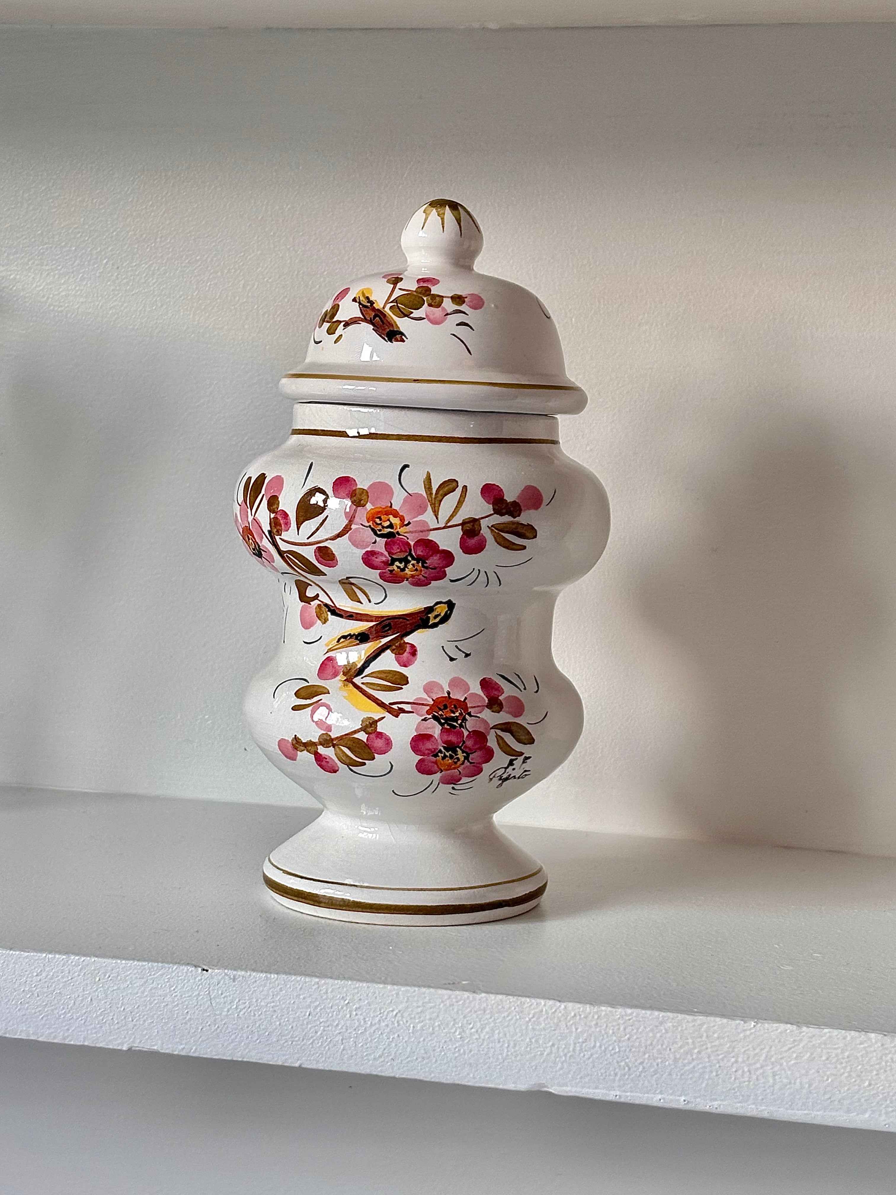 Vintage italiensk keramikkrukke med låg · H19 x B11 cm