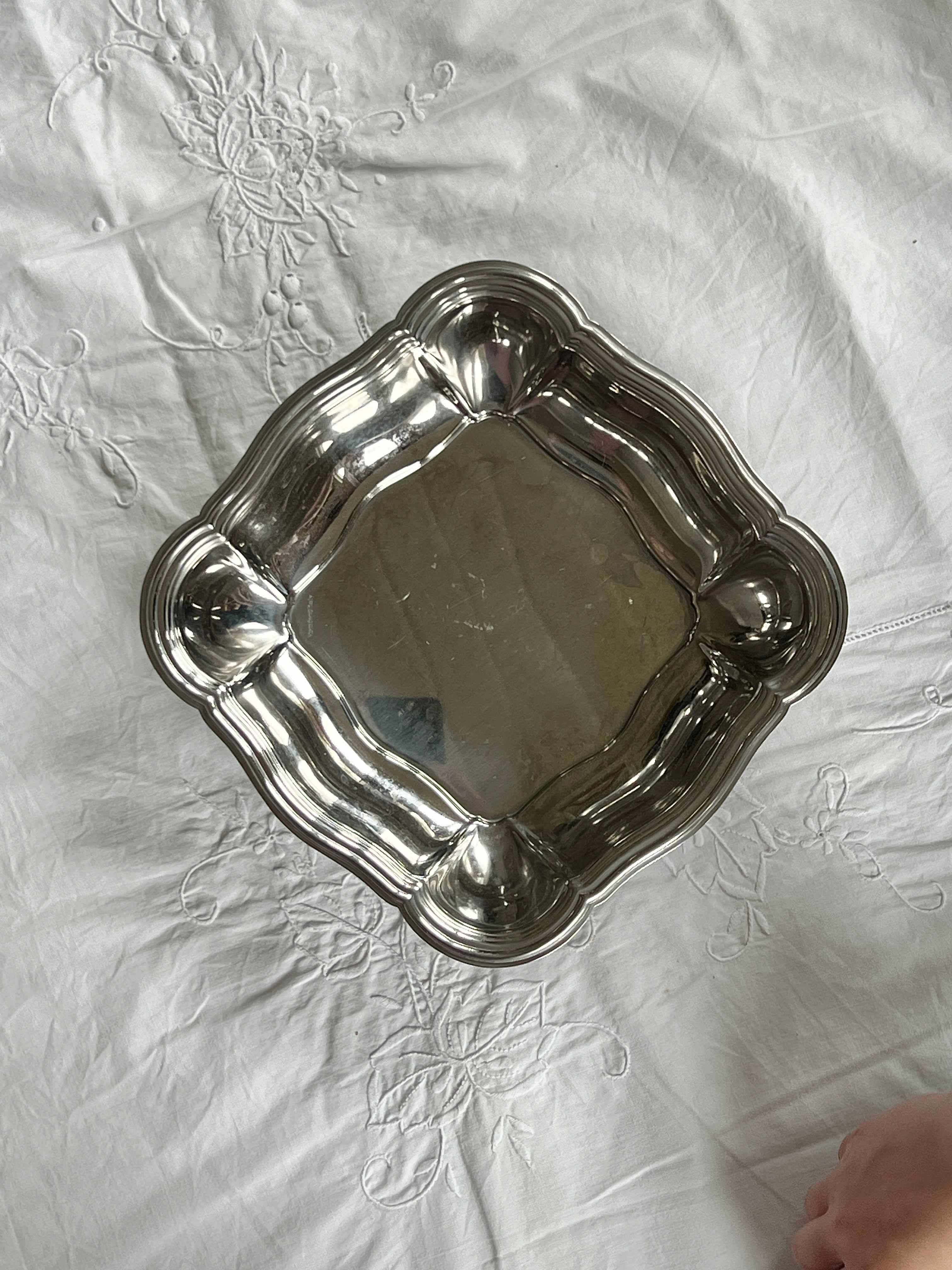 Italiensk vintage sølvfad · Prima kvalitet · B22 x H5 cm