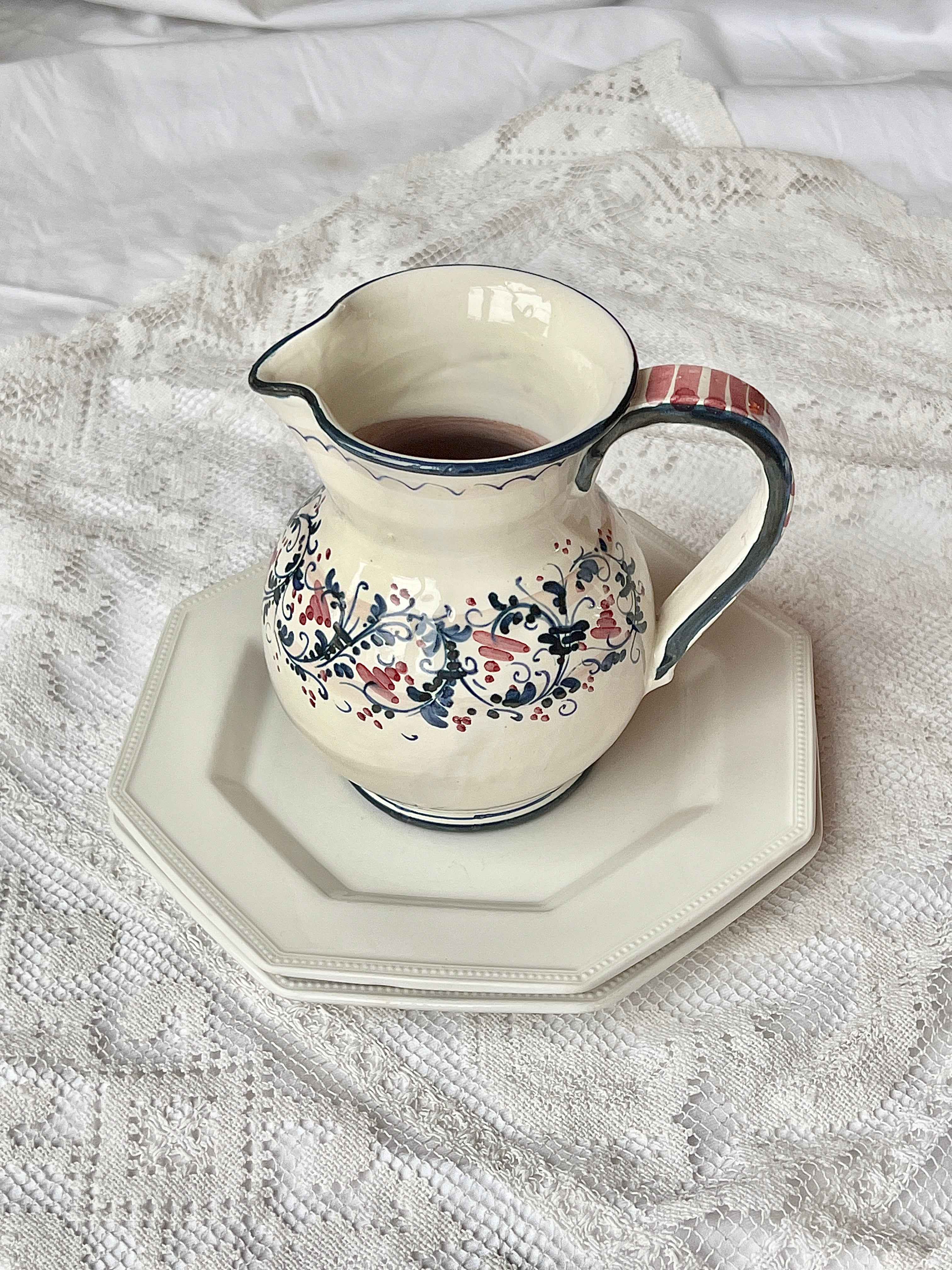 Vintage håndmalet keramikkande · H17 x Ø12 cm