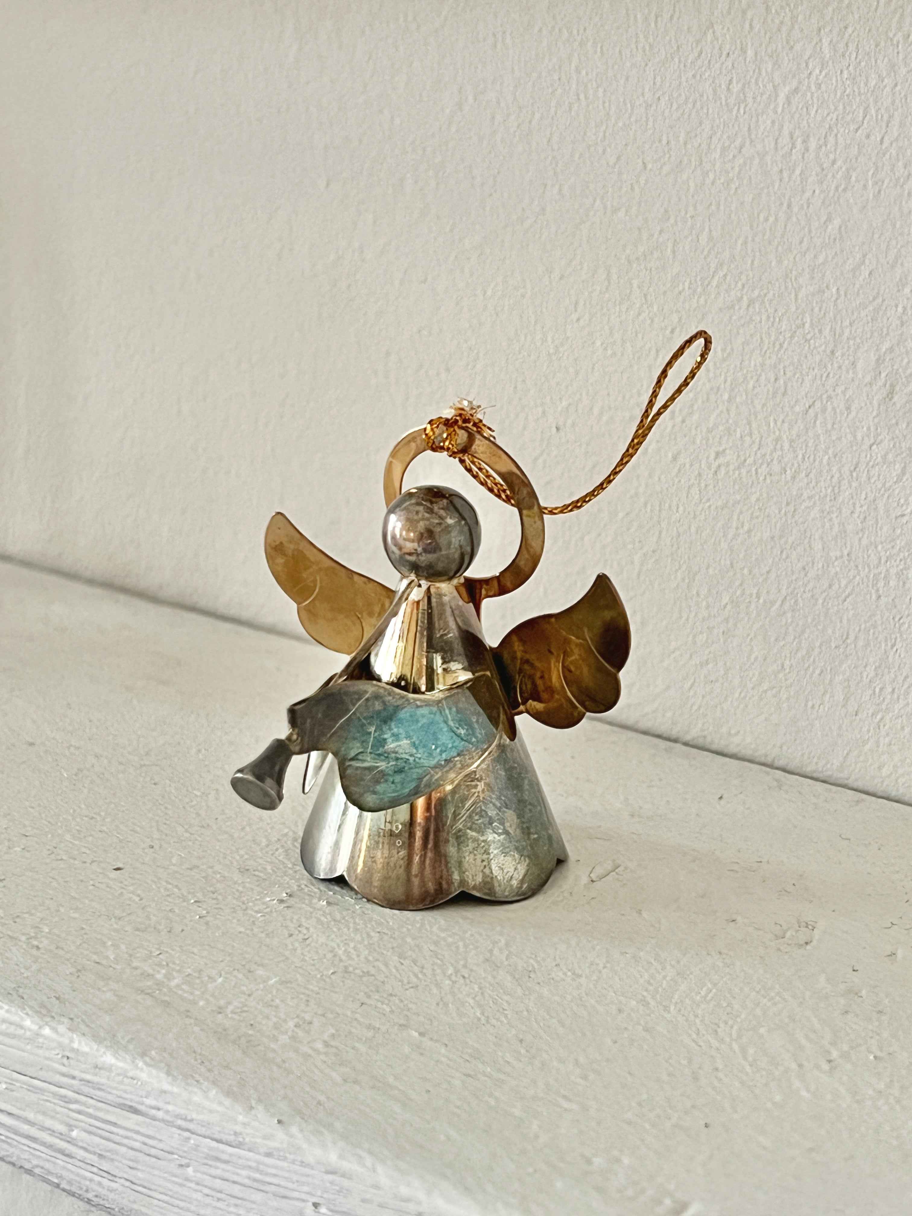 Vintage messingengel med trompet