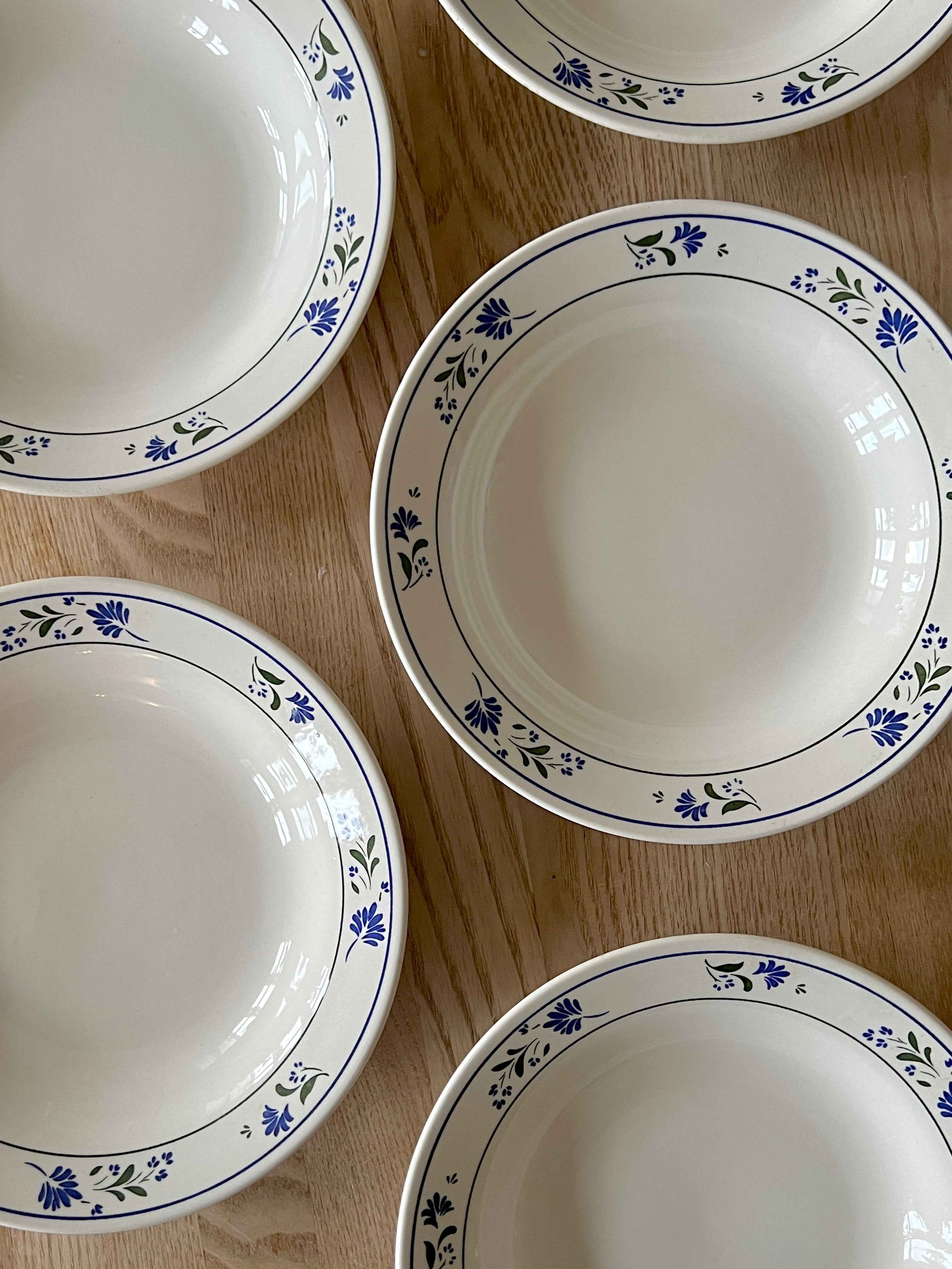 Oxford dybe pastatallerkener Ø22 – vintage porcelæn med blå blomst design