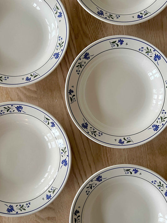 Oxford dybe pastatallerkener Ø22 – vintage porcelæn med blå blomst design
