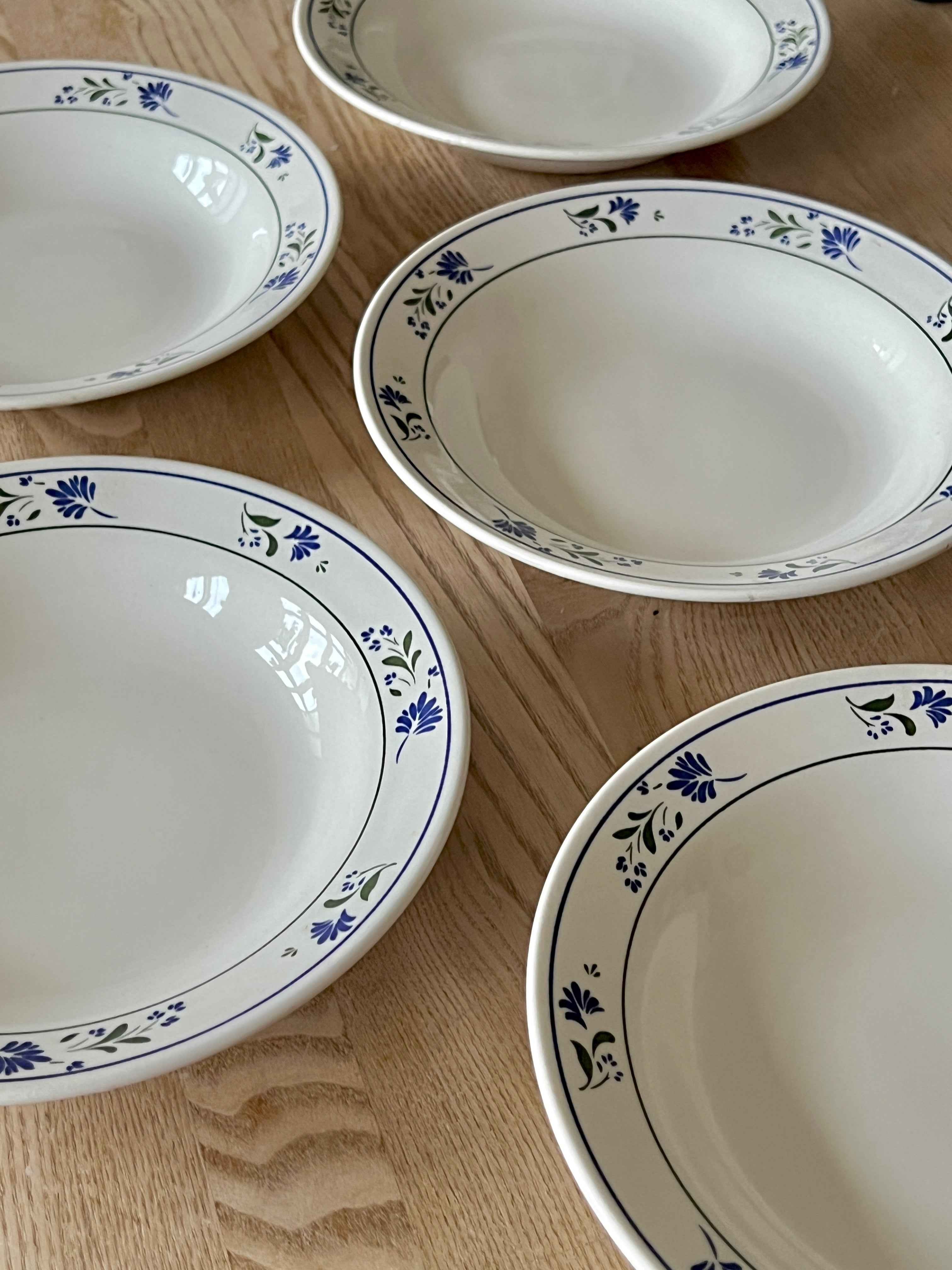 Oxford dybe pastatallerkener Ø22 – vintage porcelæn med blå blomst design