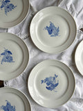 Frokosttallerken Ø19,5 – porcelæn med blå blomst (6 stk)
